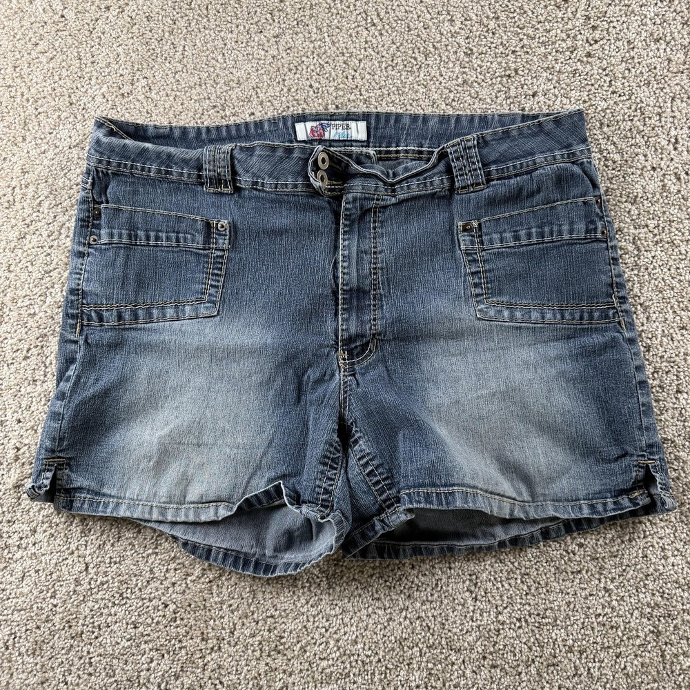 Y2K Piper & Blue Denim Shorts Womens 24W Blue Utility Pockets Relaxed Summer